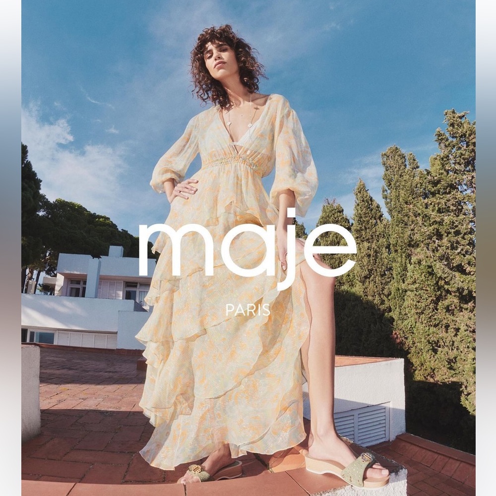 Maje Floral Print Long Dress